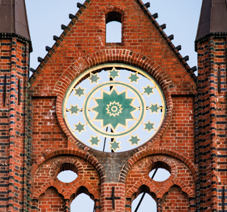 Detail der Schaufassade Rathaus Stralsund